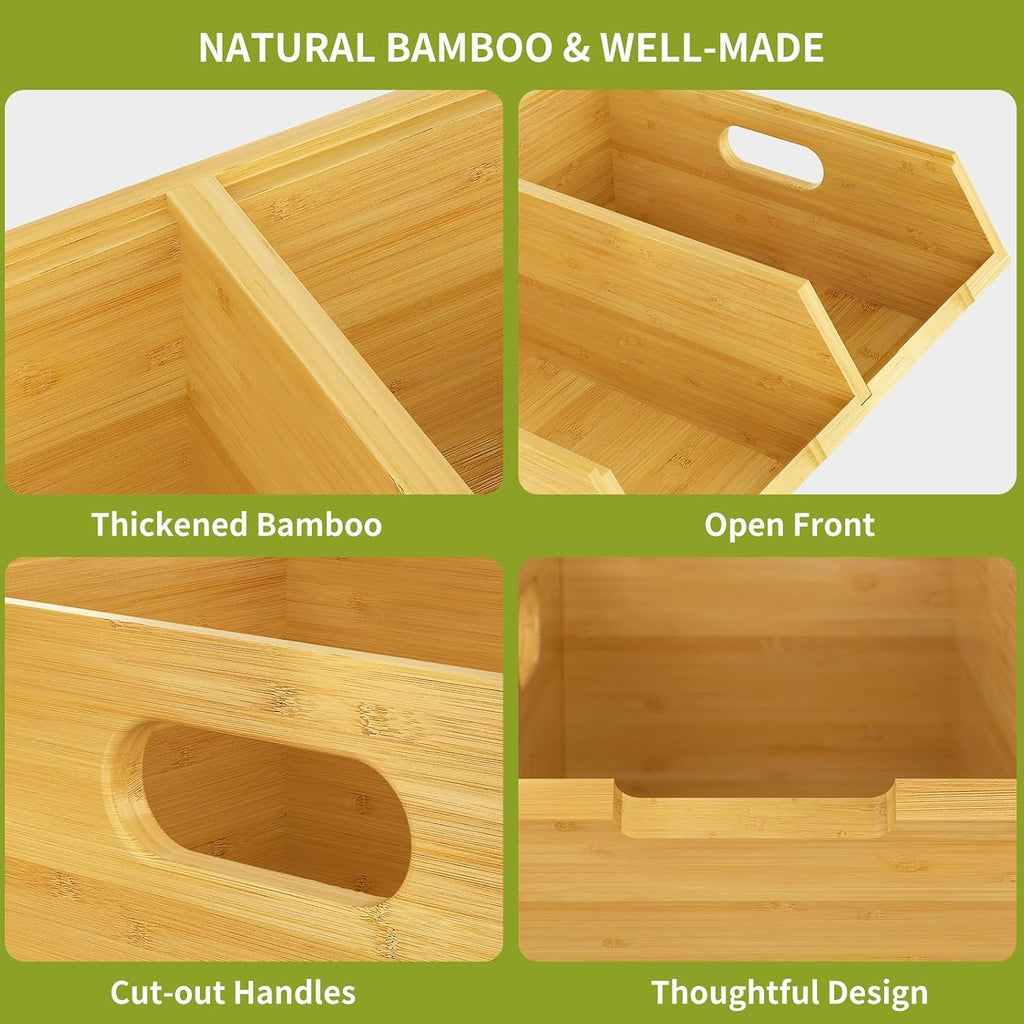 Bamboo Pantry Storage Bins, Potato and Onion Storage Bin for Countertop, Pantry Organizers and Storage Bins for Vegetables