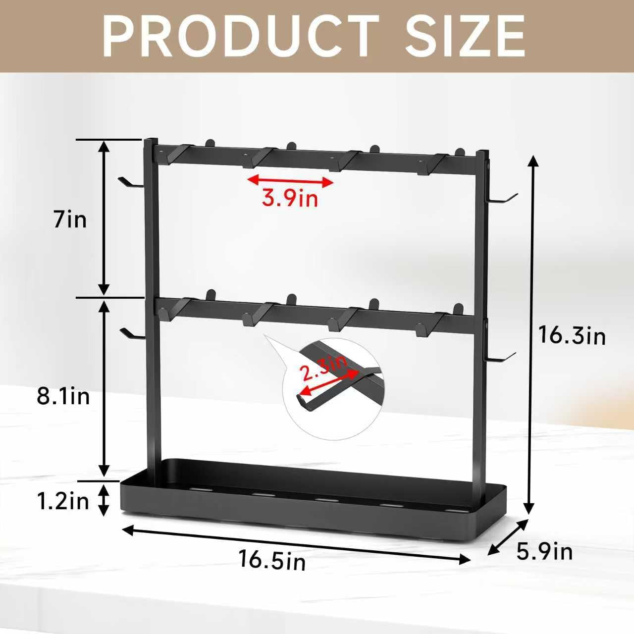 Coffee Mug Holder for Countertop 20 Hooks Mug Tree Rack 2 Tier Counter Cups Mugs Display Stand with Heavy Duty Metal Storage Base for K Cup Kitchen Tea Coffee Bar