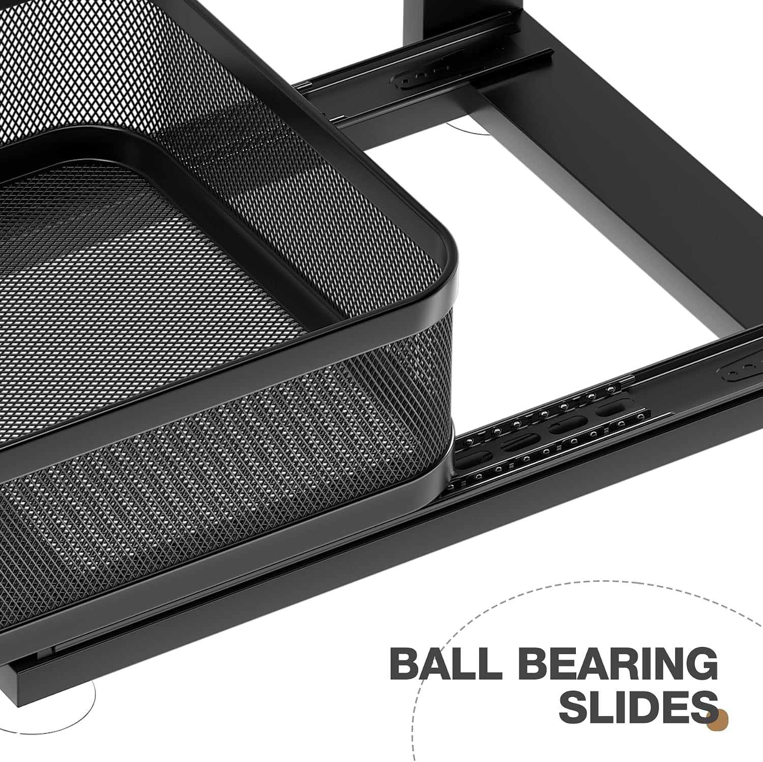 4 Pack under Sink Organizer with Next-Gen Ball-Bearing Slides,2-Tier Precision Mesh Pull Out Cabinet Drawers Storage for Bathroom&Kitchen,Height Adjustable Shelf,Rust-Resistant-Black