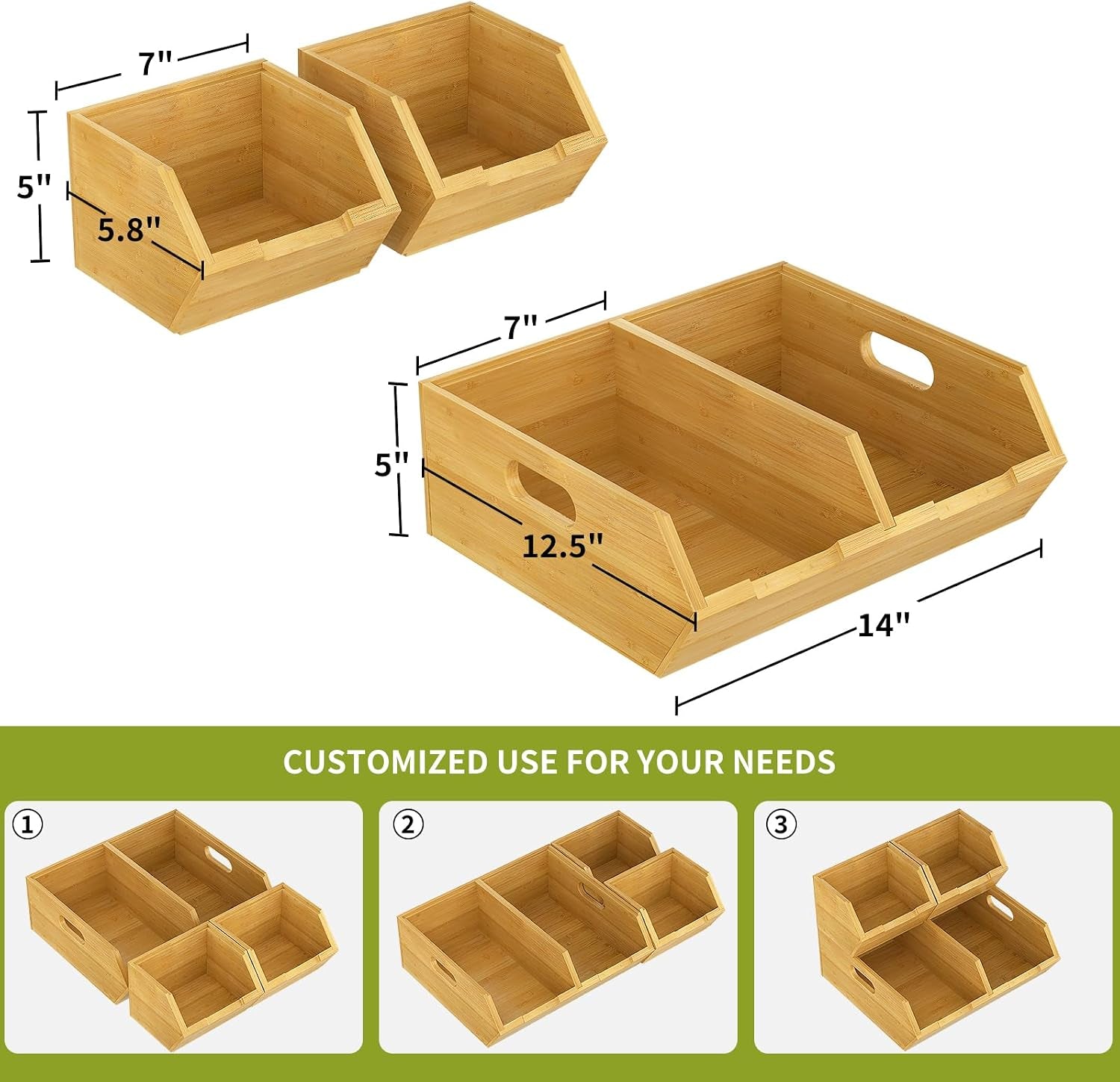 Bamboo Pantry Storage Bins, Potato and Onion Storage Bin for Countertop, Pantry Organizers and Storage Bins for Vegetables